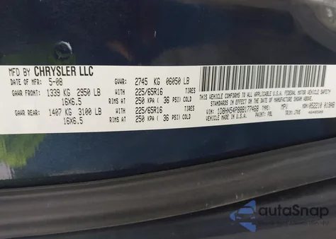 2008 Dodge Grand Caravan Sxt из США, поврежденный, VIN 1D8HN54P88B177468